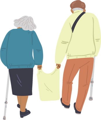 Clean Cartoon Old Couple Grocery