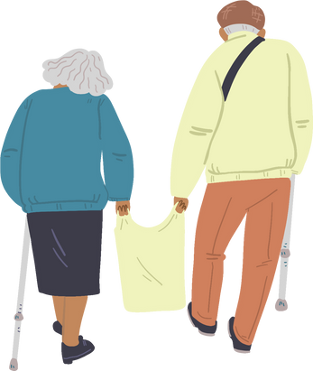 Clean Cartoon Old Couple Grocery